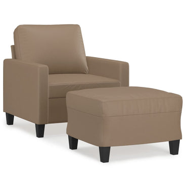 vidaXL Fauteuil avec tabouret de pied marron cappuccino 60 cm similicuir
