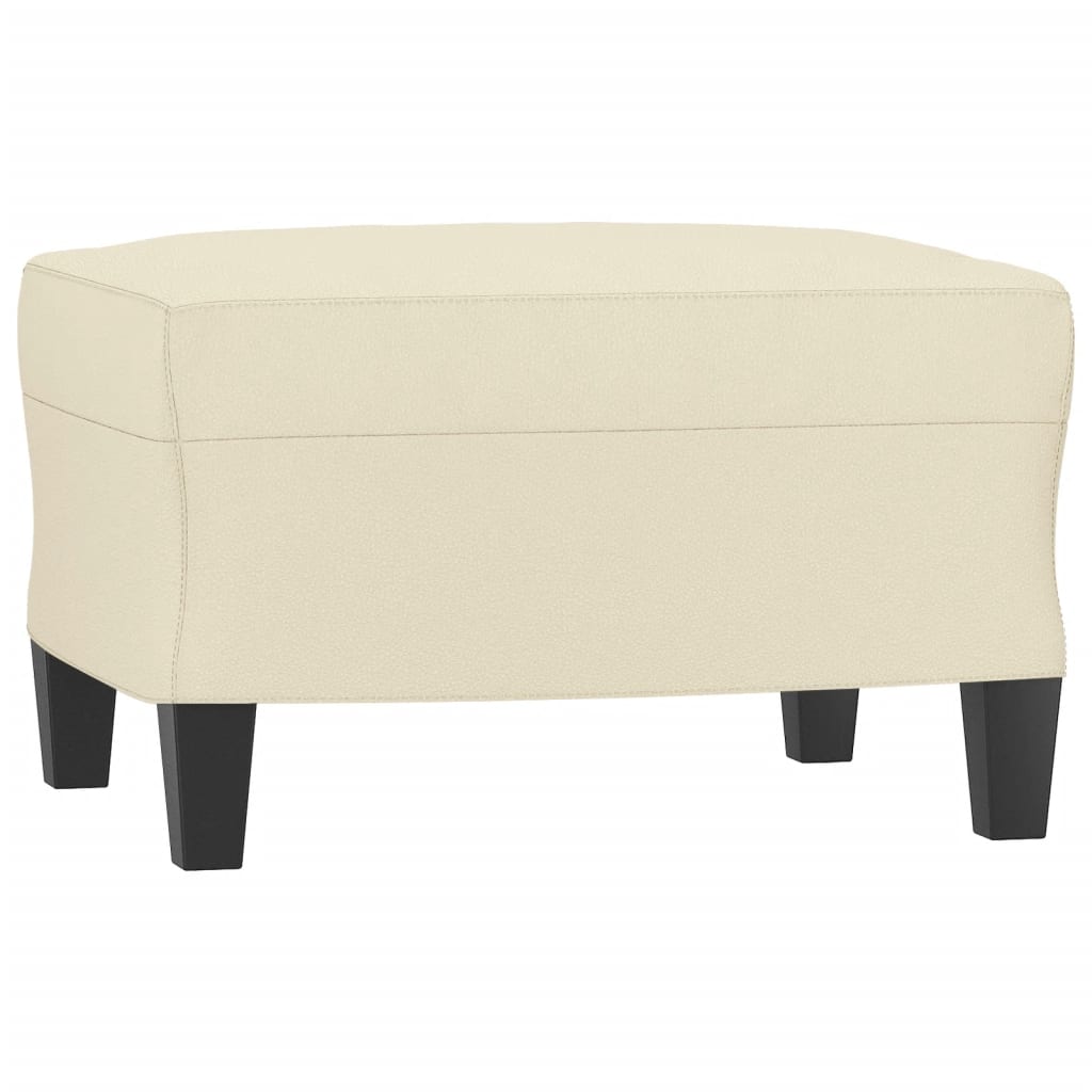 vidaXL 3-Sitzer-Sofa mit Hocker Creme 180 cm Kunstleder