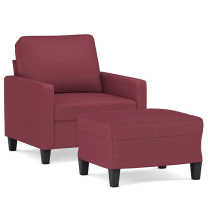 vidaXL Sessel mit Hocker Weinrot 60 cm Stoff