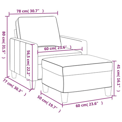 vidaXL Sessel mit Hocker Weinrot 60 cm Stoff