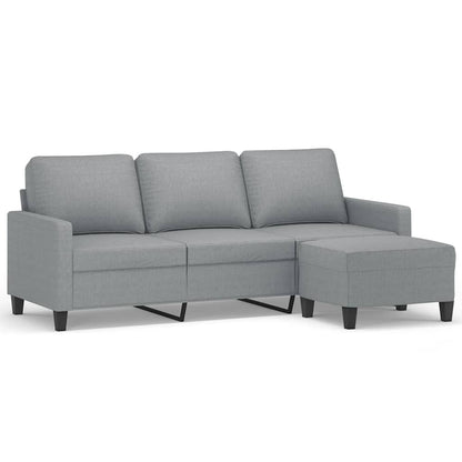 vidaXL Canapé 3 places avec pouf Gris clair 180 cm Tissu