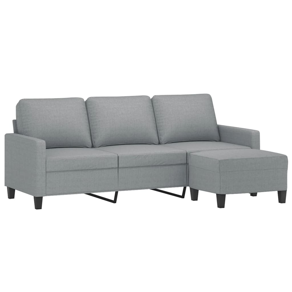 vidaXL Canapé 3 places avec pouf Gris clair 180 cm Tissu