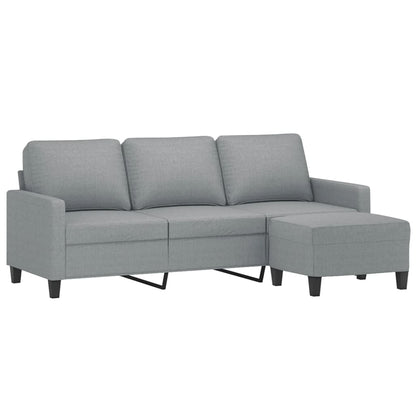 vidaXL Canapé 3 places avec pouf Gris clair 180 cm Tissu