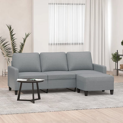 vidaXL Canapé 3 places avec pouf Gris clair 180 cm Tissu