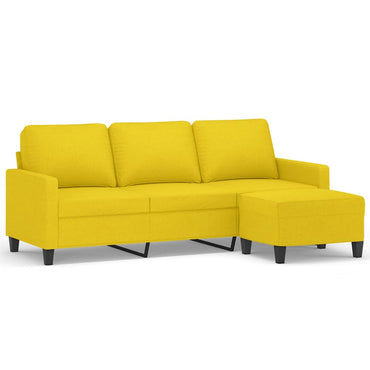 vidaXL 3-Sitzer-Sofa mit Hocker Hellgelb 180 cm Stoff