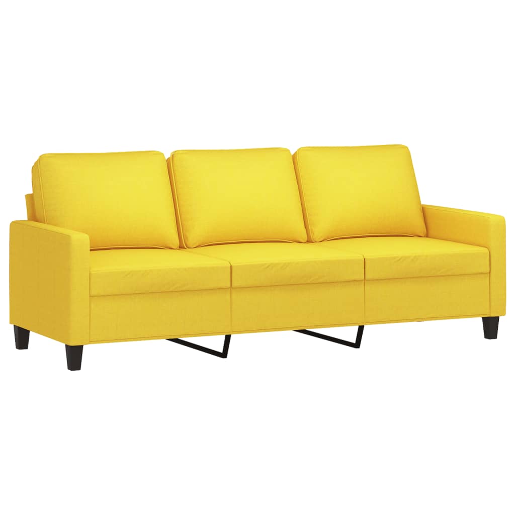 vidaXL Canapé 3 places avec pouf Jaune clair 180 cm Tissu