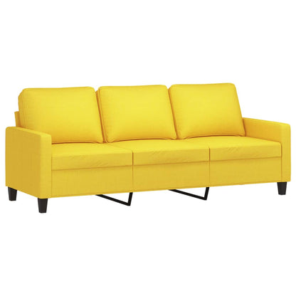 vidaXL Canapé 3 places avec pouf Jaune clair 180 cm Tissu
