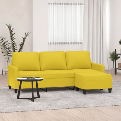 vidaXL Canapé 3 places avec pouf Jaune clair 180 cm Tissu