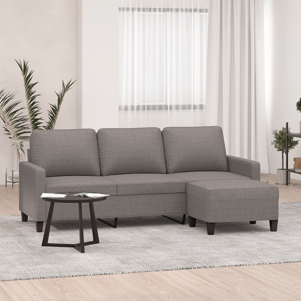 vidaXL Canapé à 3 places avec pouf Taupe 180 cm Tissu