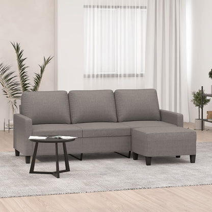 vidaXL Canapé à 3 places avec pouf Taupe 180 cm Tissu