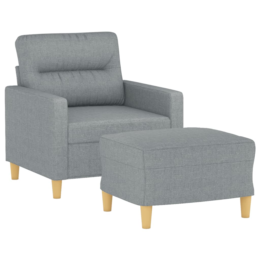 vidaXL Sessel mit Hocker Hellgrau 60 cm Stoff