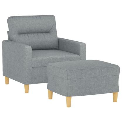 vidaXL Sessel mit Hocker Hellgrau 60 cm Stoff
