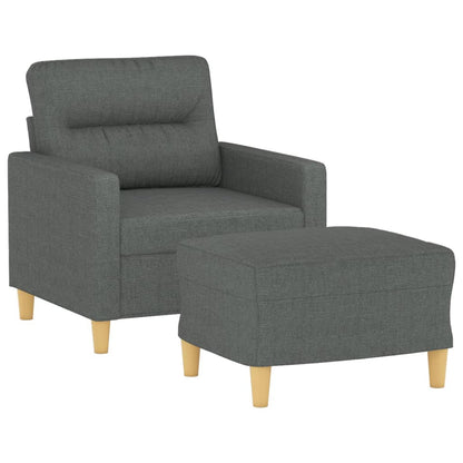 vidaXL Sessel mit Hocker Dunkelgrau 60 cm Stoff