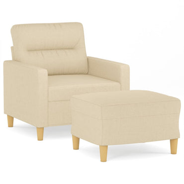 vidaXL Fauteuil avec tabouret Crème 60 cm Tissu