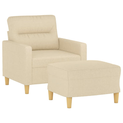 vidaXL Sessel mit Hocker Creme 60 cm Stoff