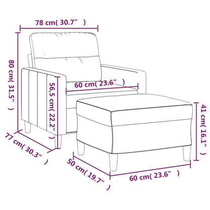 vidaXL Sessel mit Hocker Creme 60 cm Stoff