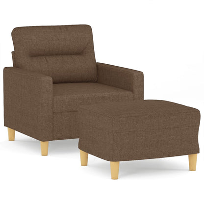 vidaXL Sessel mit Hocker Braun 60 cm Stoff