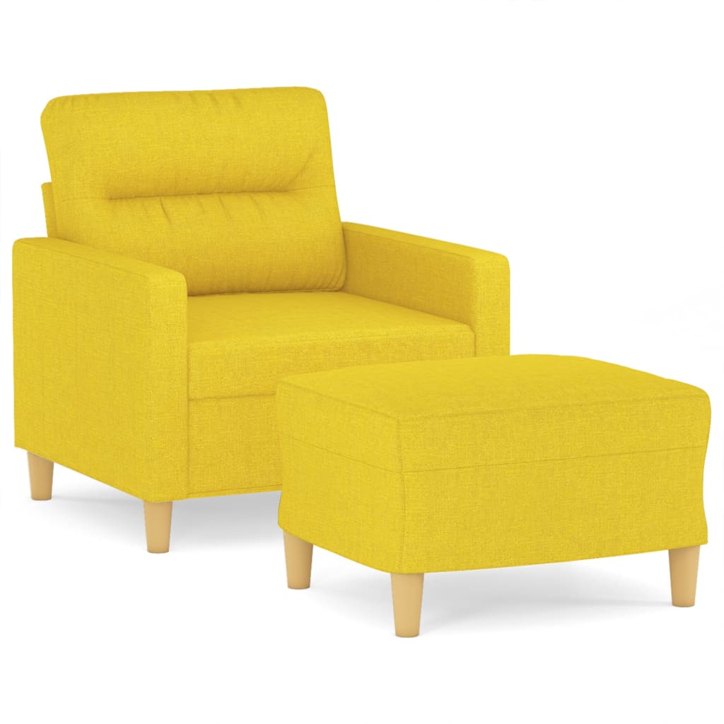vidaXL Sessel mit Hocker Hellgelb 60 cm Stoff