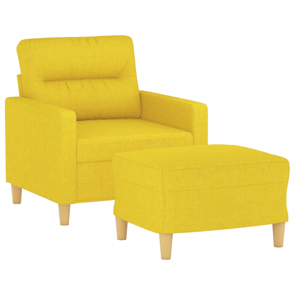 vidaXL Sessel mit Hocker Hellgelb 60 cm Stoff
