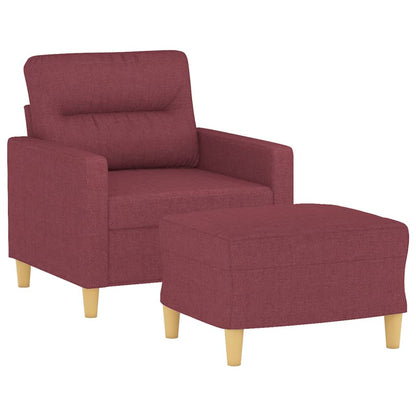 vidaXL Fauteuil avec tabouret Rouge bordeaux 60 cm Tissu