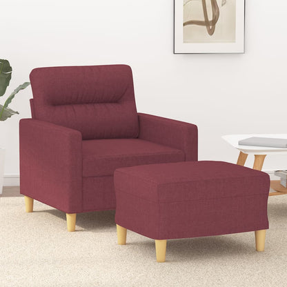 vidaXL Fauteuil avec tabouret Rouge bordeaux 60 cm Tissu