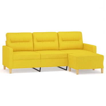 vidaXL Canapé 3 places avec pouf Jaune clair 180 cm Tissu