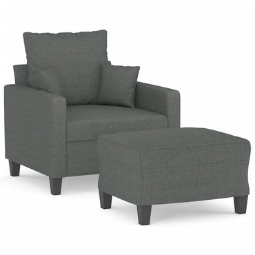 vidaXL Fauteuil avec pouf Gris foncé 60 cm Tissu