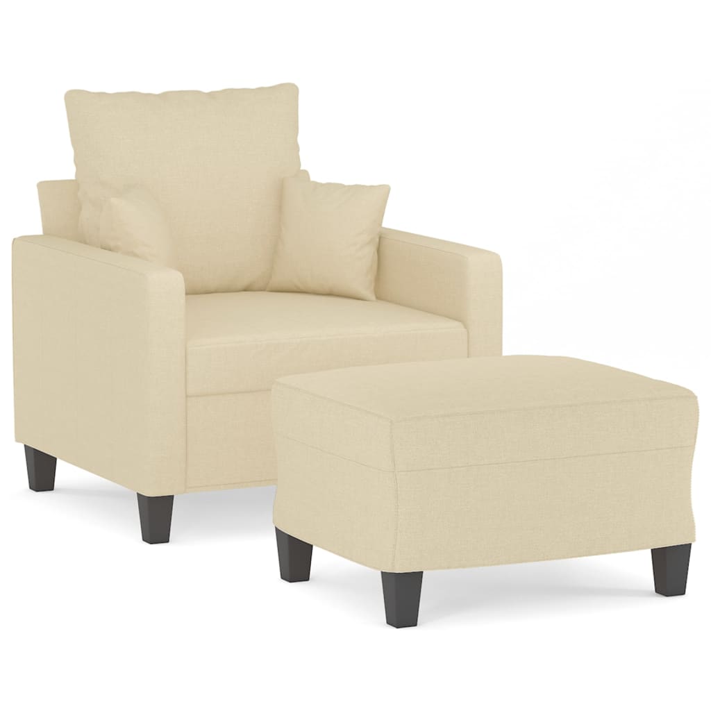 vidaXL Sessel mit Hocker Creme 60 cm Stoff