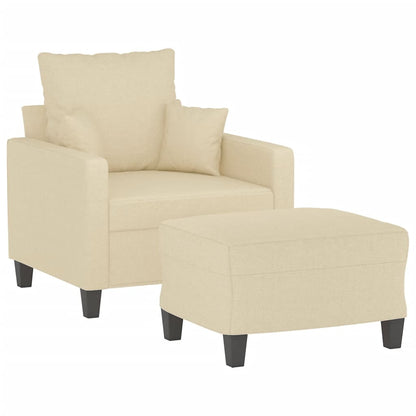 vidaXL Sessel mit Hocker Creme 60 cm Stoff
