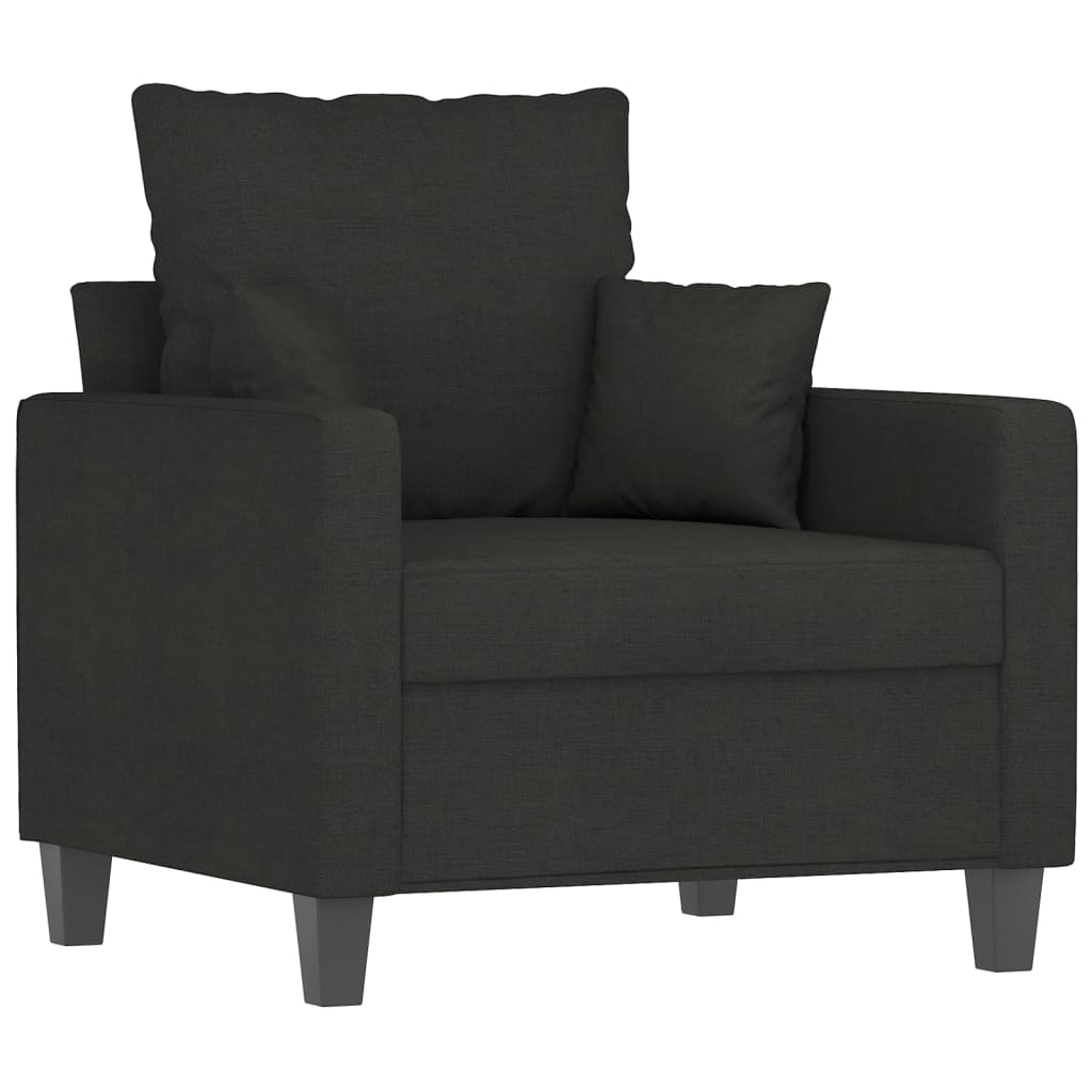 vidaXL Sessel mit Hocker Schwarz 60 cm Stoff