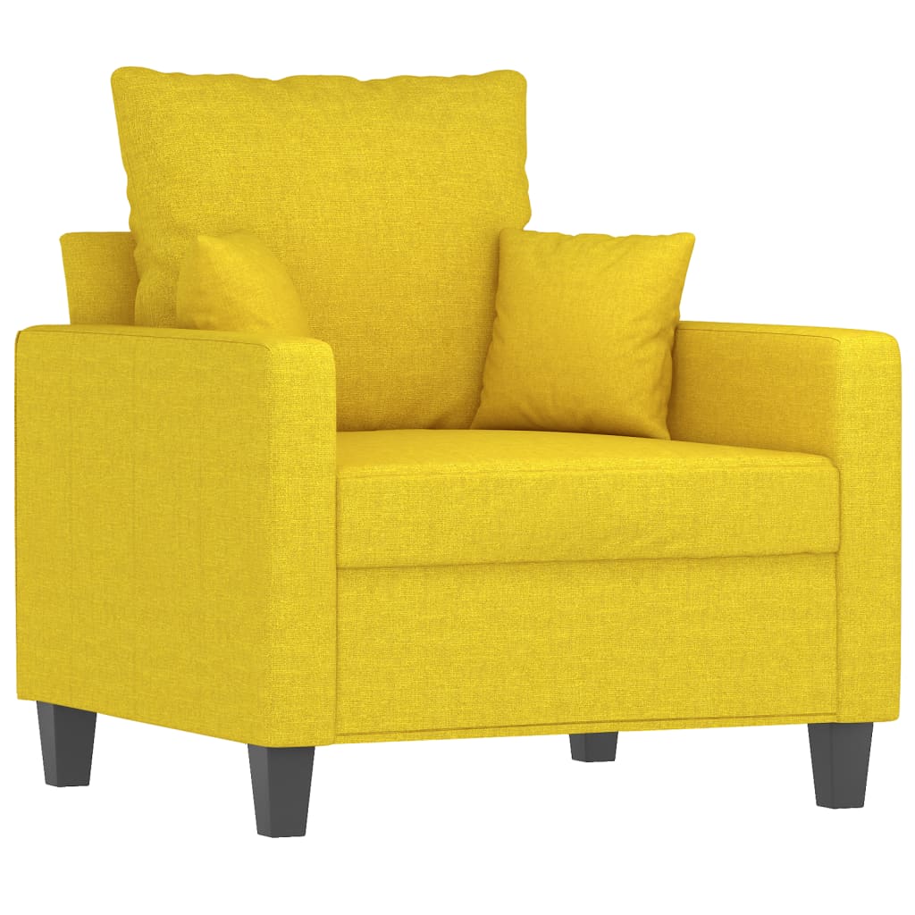 vidaXL Sessel mit Hocker Hellgelb 60 cm Stoff