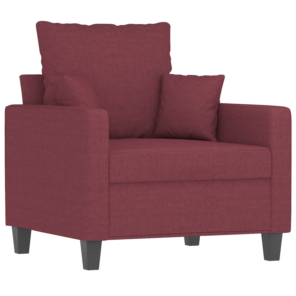 vidaXL Sessel mit Hocker Weinrot 60 cm Stoff