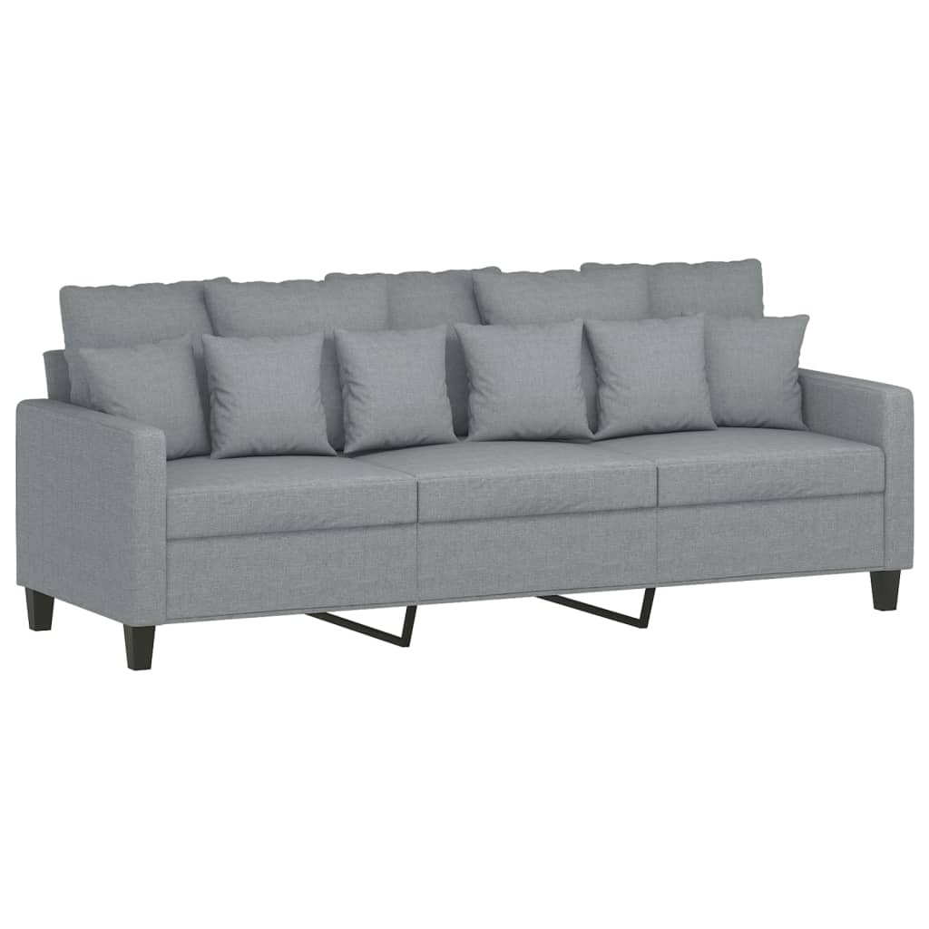 vidaXL Canapé 3 places avec pouf Gris clair 180 cm Tissu