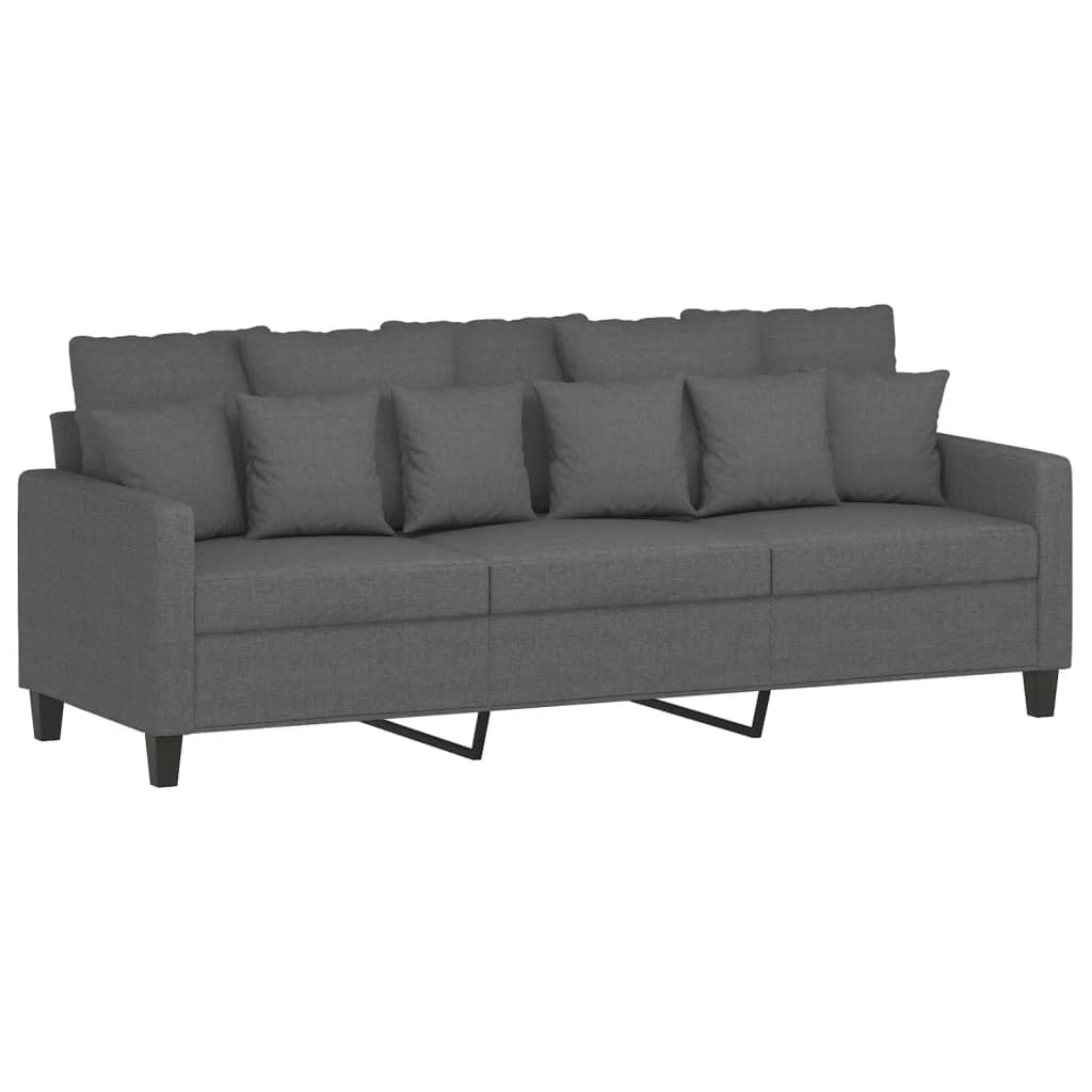 vidaXL 3-Sitzer-Sofa mit Hocker Dunkelgrau 180 cm Stoff