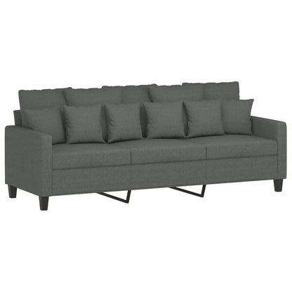 vidaXL 3-Sitzer-Sofa mit Hocker Dunkelgrau 180 cm Stoff