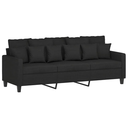 vidaXL Canapé à 3 places avec pouf Tissu Noir 180 cm