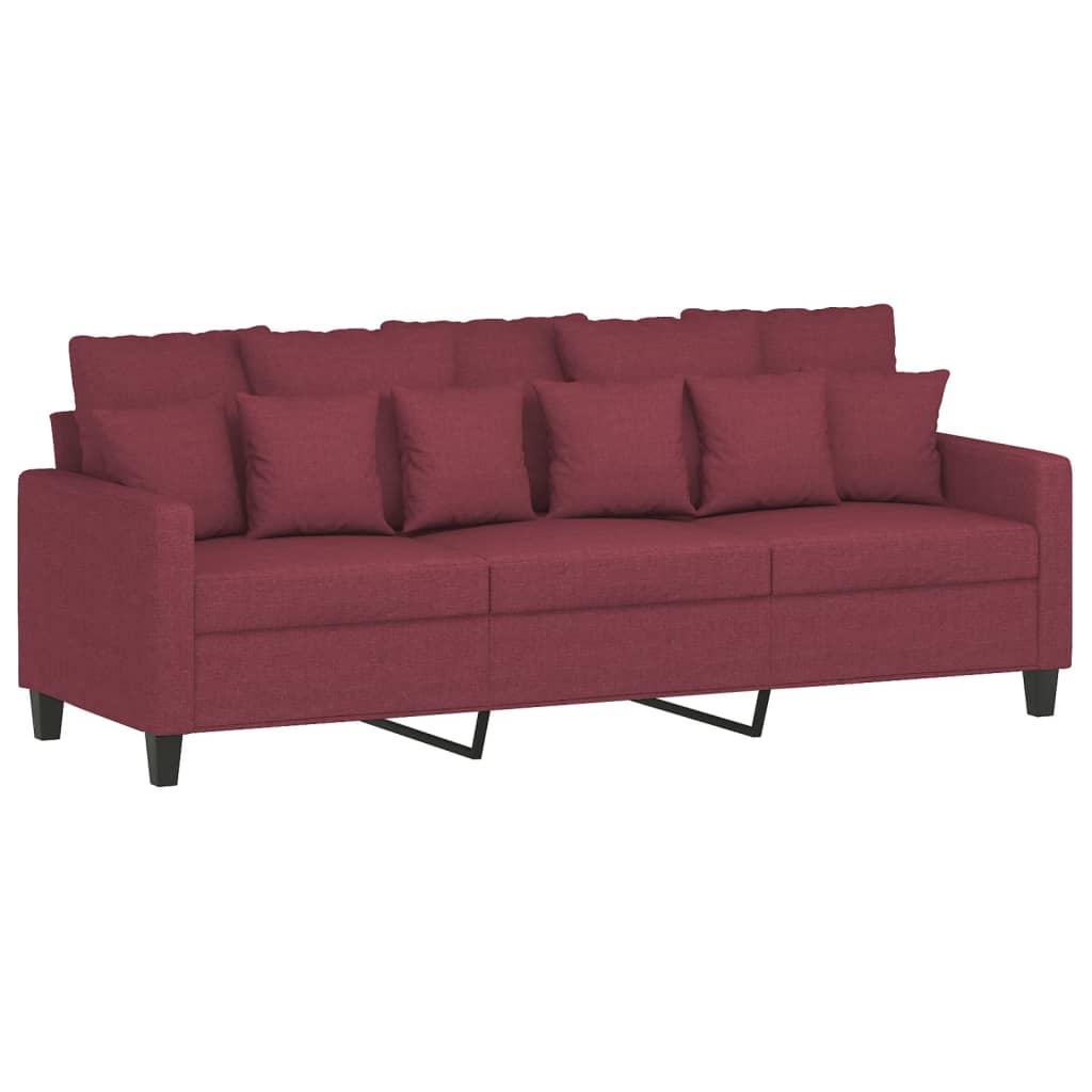 vidaXL Canapé 3 places avec pouf Rouge bordeaux 180 cm Tissu
