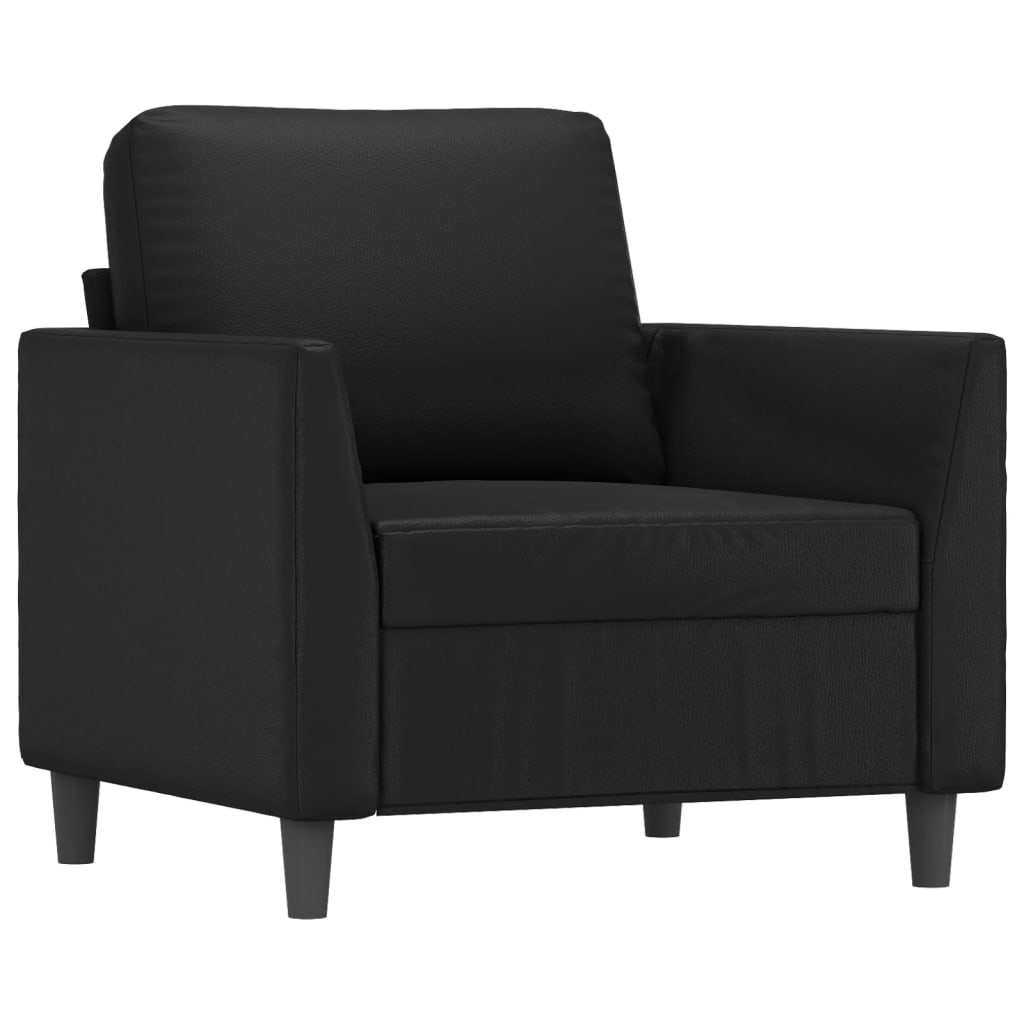 vidaXL Sessel mit Hocker Schwarz 60 cm Kunstleder