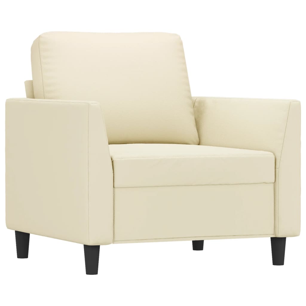 vidaXL Sessel mit Hocker Creme 60 cm Kunstleder