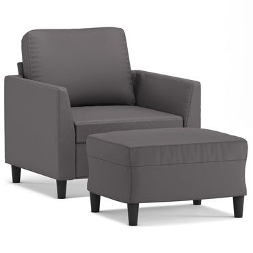 vidaXL Fauteuil avec repose-pieds gris 60 cm similicuir