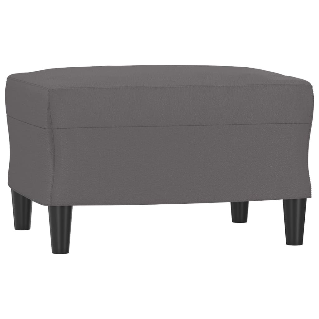 vidaXL Sessel mit Hocker Grau 60 cm Kunstleder