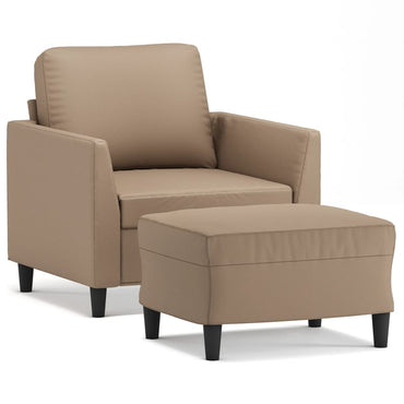 vidaXL Sessel mit Hocker Cappuccino-Braun 60 cm Kunstleder