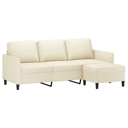 vidaXL 3-Sitzer-Sofa mit Hocker Creme 180 cm Kunstleder