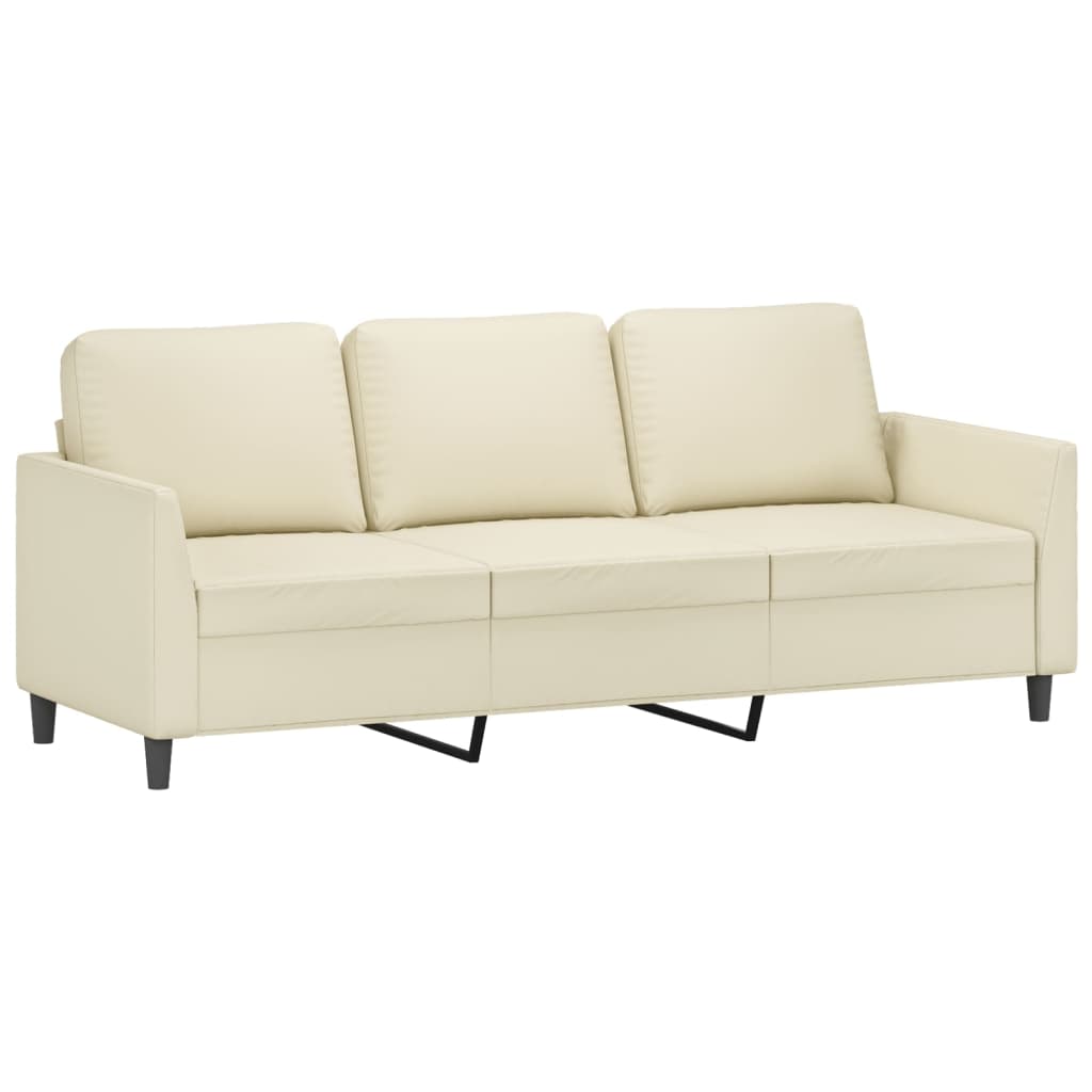 vidaXL 3-Sitzer-Sofa mit Hocker Creme 180 cm Kunstleder