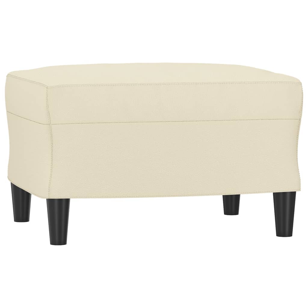 vidaXL 3-Sitzer-Sofa mit Hocker Creme 180 cm Kunstleder