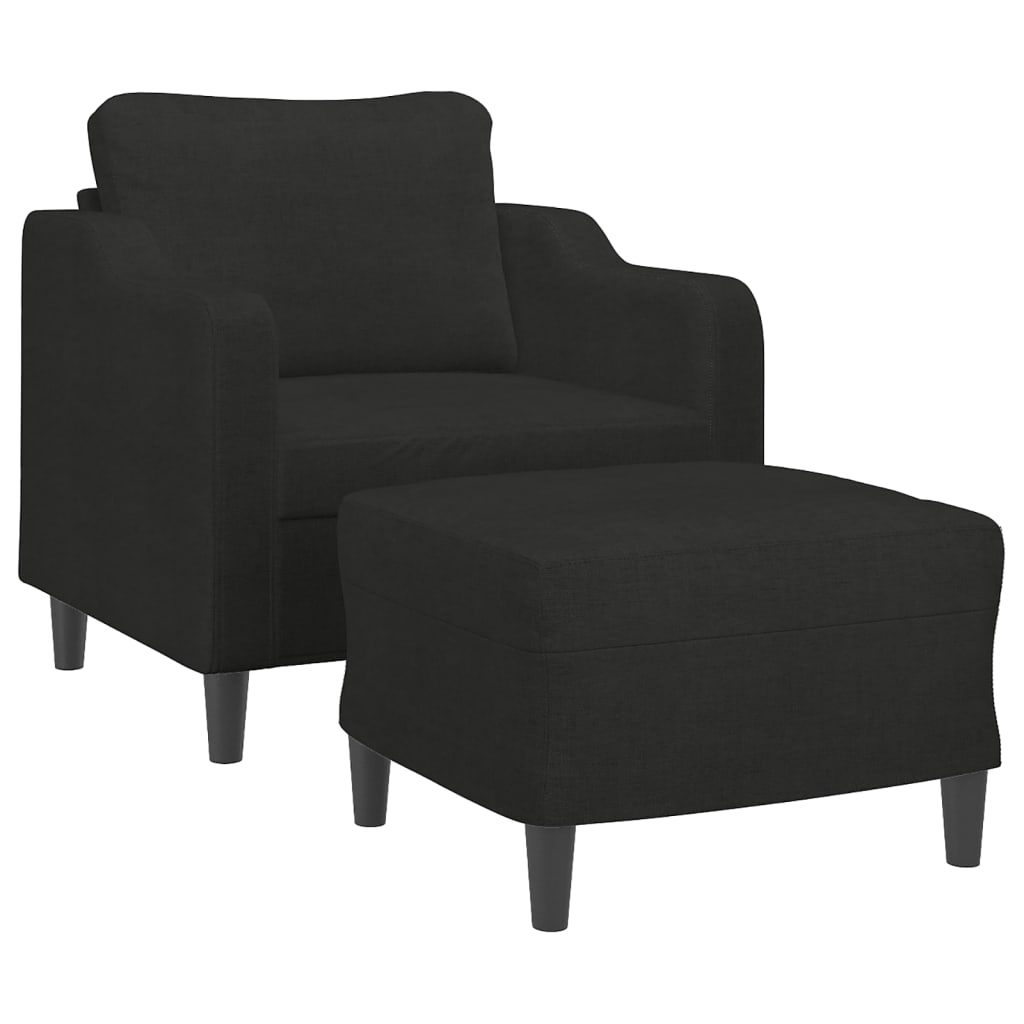 vidaXL Sessel mit Hocker Schwarz 60 cm Stoff
