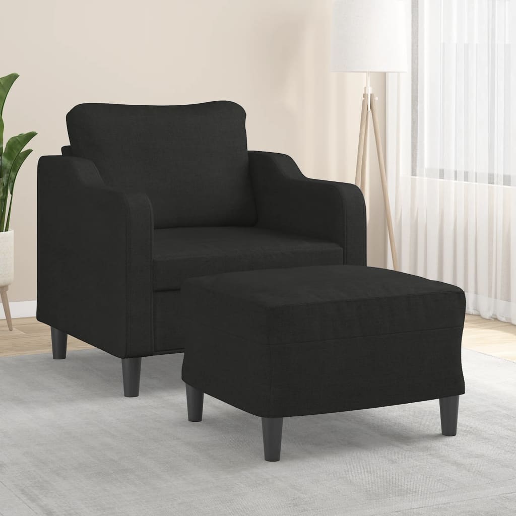 vidaXL Sessel mit Hocker Schwarz 60 cm Stoff