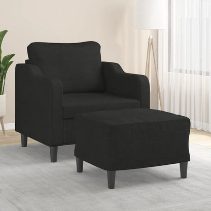 vidaXL Sessel mit Hocker Schwarz 60 cm Stoff
