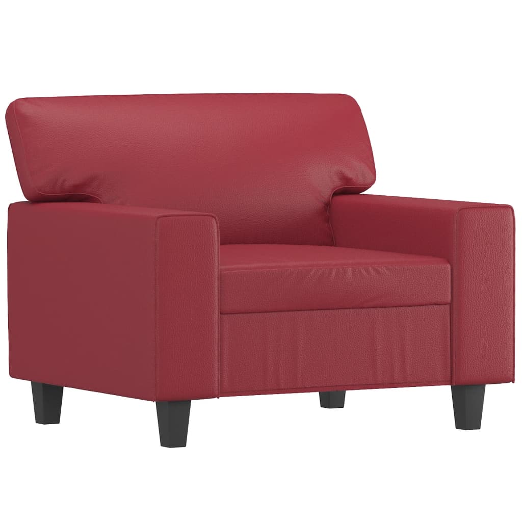 vidaXL Sessel mit Hocker Weinrot 60 cm Kunstleder