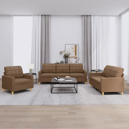 vidaXL Ensemble de canapés 3 pièces avec coussins Tissu Marron
